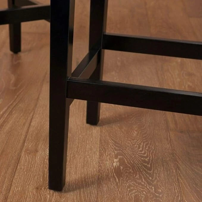 Lot de 2 tabourets de bar modernes 26,75" avec siège en cuir, design sans dossier, pieds en bois massif pour bar, salle à manger, salon