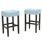 Lot de 2 tabourets de bar modernes 26,75" avec siège en cuir, design sans dossier, pieds en bois massif pour bar, salle à manger, salon