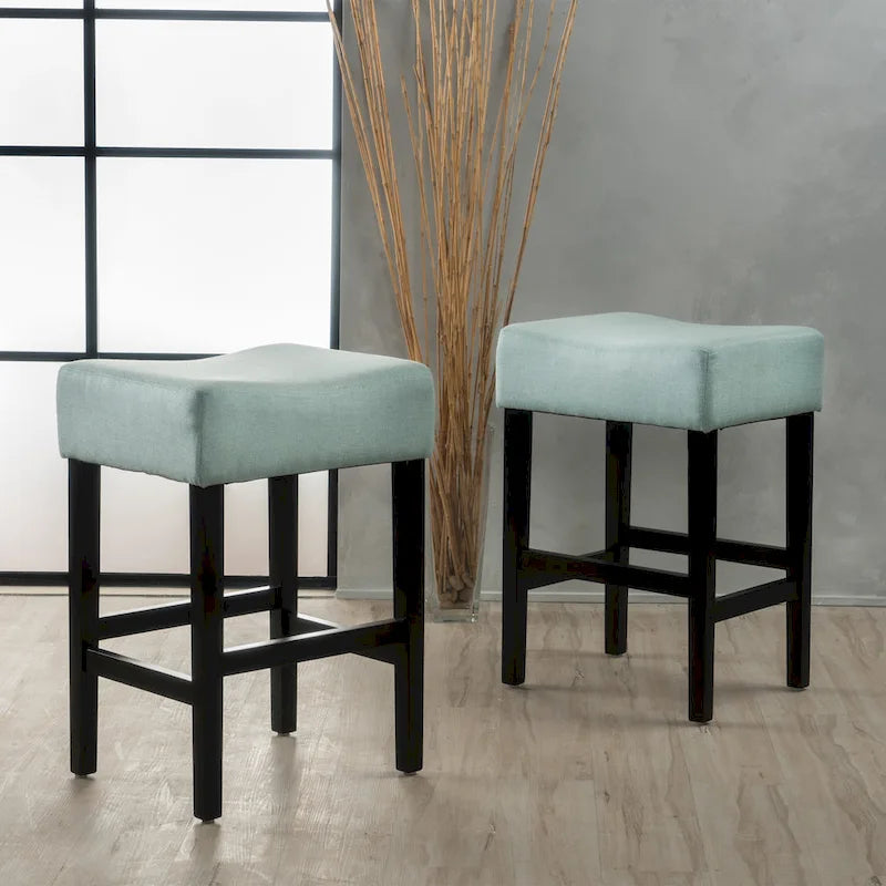 Lot de 2 tabourets de bar modernes 26,75" avec siège en cuir, design sans dossier, pieds en bois massif pour bar, salle à manger, salon