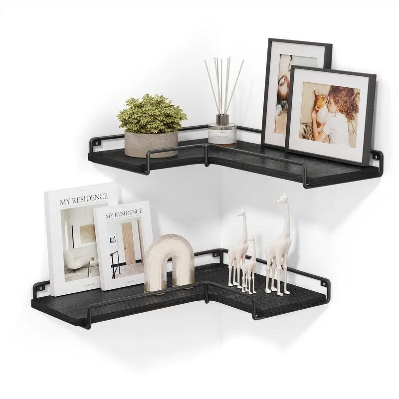 Lot de 2 étagères d'angle murales - 39,9 P x 14 l x 4,1 H cm
