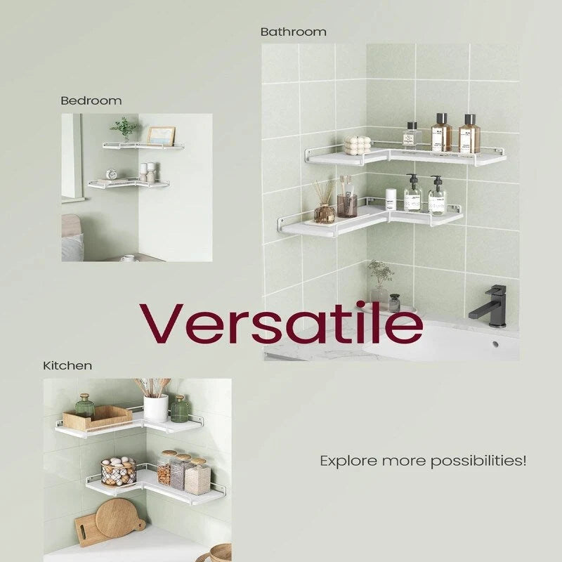 Lot de 2 étagères d'angle murales - 39,9 P x 14 l x 4,1 H cm