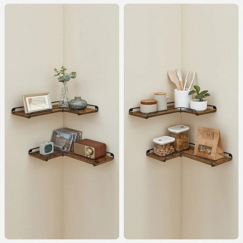 Lot de 2 étagères d'angle murales - 39,9 P x 14 l x 4,1 H cm