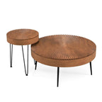 Lot de 2 tables basses rondes Costway style ferme avec finition naturelle - Voir les détails
