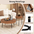 Lot de 2 tables basses rondes Costway style ferme avec finition naturelle - Voir les détails