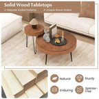 Lot de 2 tables basses rondes Costway style ferme avec finition naturelle - Voir les détails
