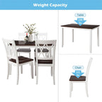Ensemble de table et de chaises de cuisine de ferme avec patins antidérapants et chaises à dossier en X pour la cuisine