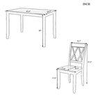 Ensemble de table et de chaises de cuisine de ferme avec patins antidérapants et chaises à dossier en X pour la cuisine