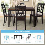 Ensemble de table et de chaises de cuisine de ferme avec patins antidérapants et chaises à dossier en X pour la cuisine