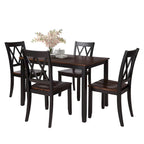 Ensemble de table et de chaises de cuisine de ferme avec patins antidérapants et chaises à dossier en X pour la cuisine