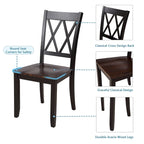Ensemble de table et de chaises de cuisine de ferme avec patins antidérapants et chaises à dossier en X pour la cuisine