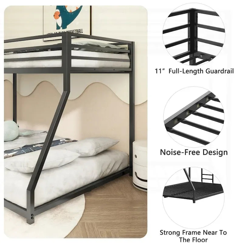 Lit superposé en métal blanc robuste pour enfants et adultes avec de multiples dispositifs de sécurité