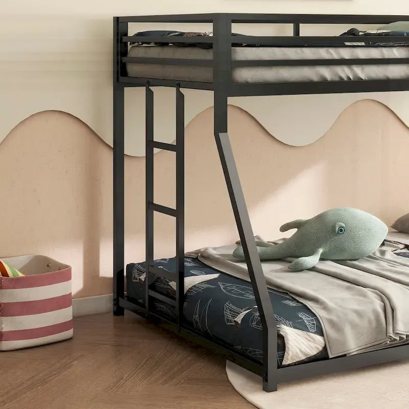 Lit superposé en métal blanc robuste pour enfants et adultes avec de multiples dispositifs de sécurité