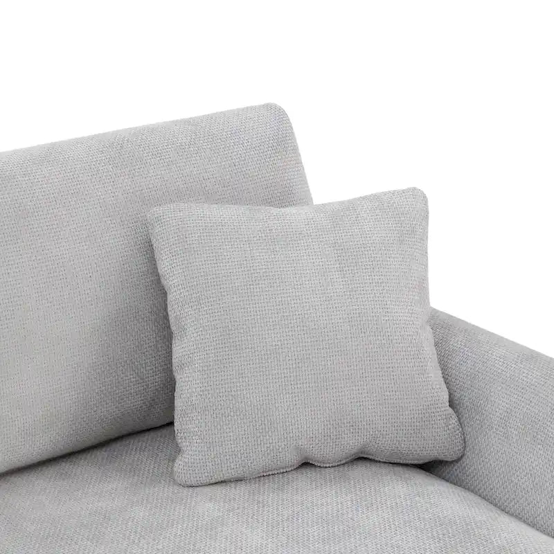 Canapé d'angle en chenille en forme de L avec méridienne et 2 oreillers