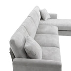 Canapé d'angle en chenille en forme de L avec méridienne et 2 oreillers