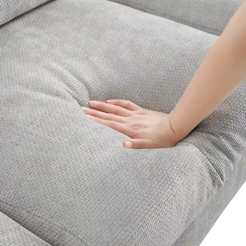 Canapé d'angle en chenille en forme de L avec méridienne et 2 oreillers