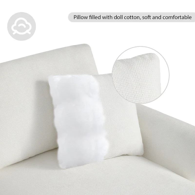 Canapé d'angle en chenille en forme de L avec méridienne et 2 oreillers