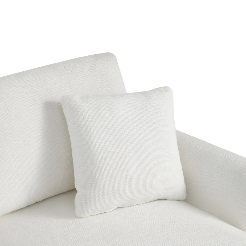 Canapé d'angle en chenille en forme de L avec méridienne et 2 oreillers