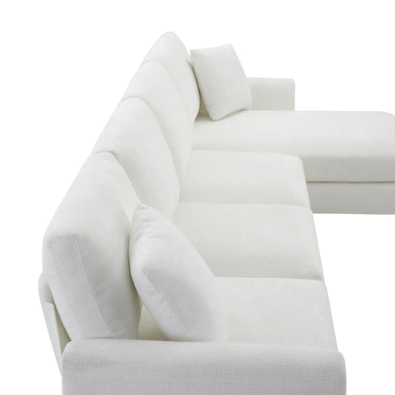 Canapé d'angle en chenille en forme de L avec méridienne et 2 oreillers
