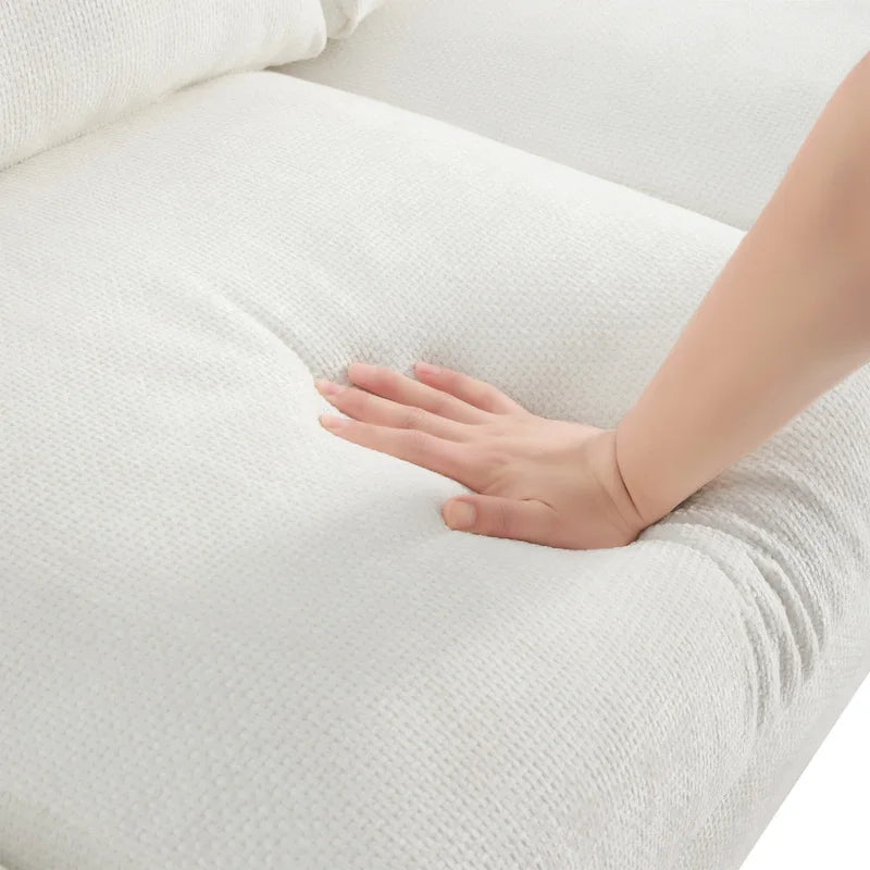 Canapé d'angle en chenille en forme de L avec méridienne et 2 oreillers