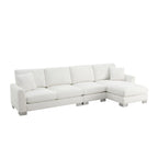 Canapé d'angle en chenille en forme de L avec méridienne et 2 oreillers