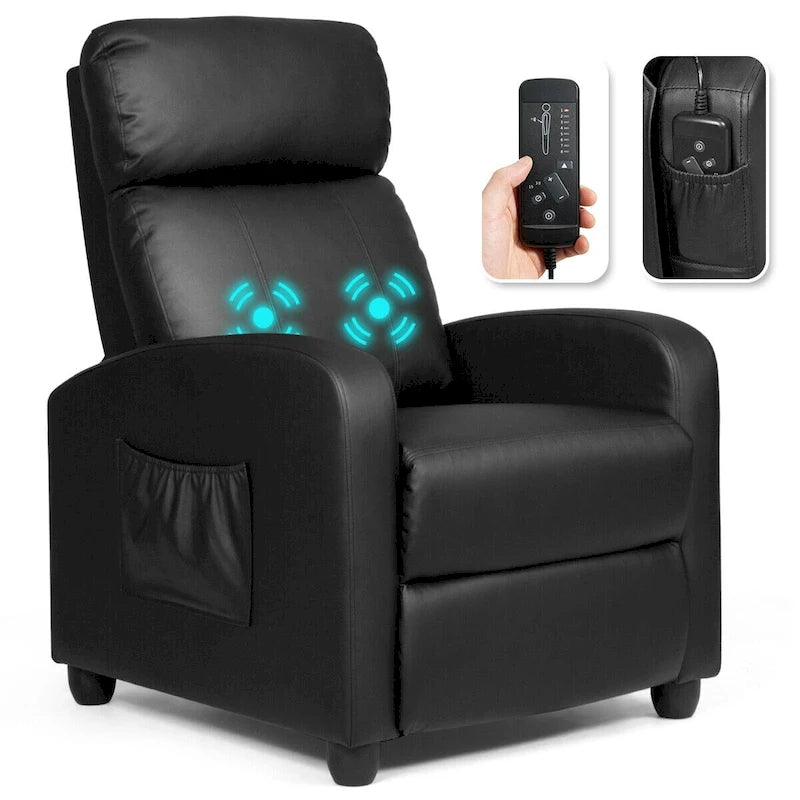 Fauteuil inclinable de massage Gymax, canapé simple, siège rembourré avec repose-pieds
