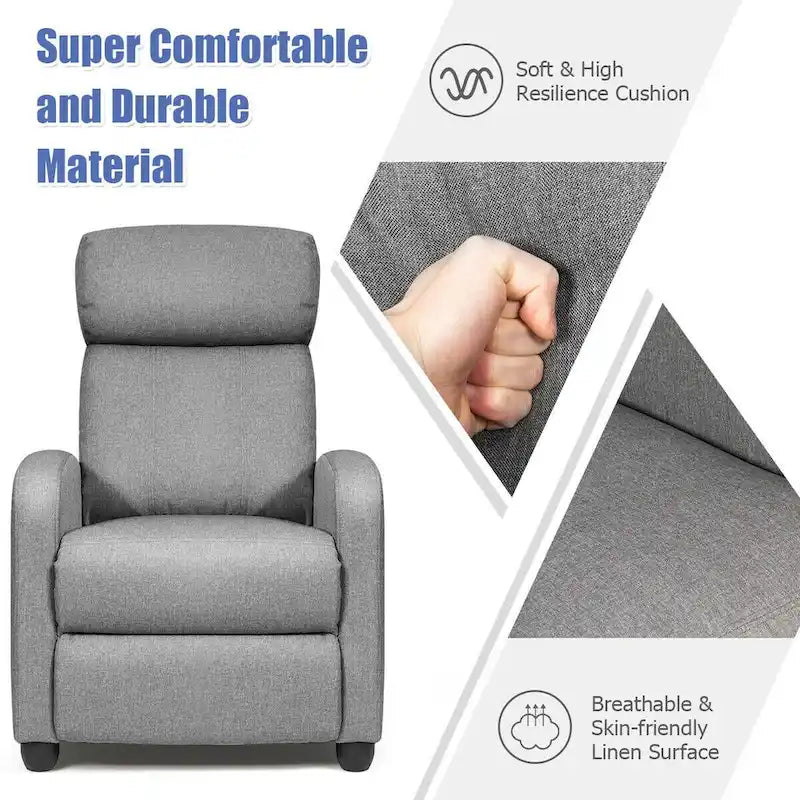 Fauteuil inclinable de massage Gymax, canapé simple, siège rembourré avec repose-pieds