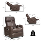 Fauteuil inclinable de massage Gymax, canapé simple, siège rembourré avec repose-pieds
