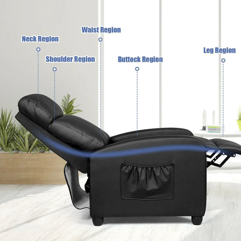 Fauteuil inclinable de massage Gymax, canapé simple, siège rembourré avec repose-pieds