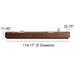Meubles TV de style Mid-Century Modern, 4-6 tiroirs, Console média en bois massif marron