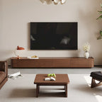 Meubles TV de style Mid-Century Modern, 4-6 tiroirs, Console média en bois massif marron
