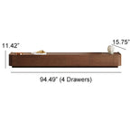 Meubles TV de style Mid-Century Modern, 4-6 tiroirs, Console média en bois massif marron
