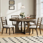 Ensemble de salle à manger rustique et fonctionnel 5 pièces, comprenant 1 table extensible avec rallonge de 40 cm et 4 chaises rembourrées