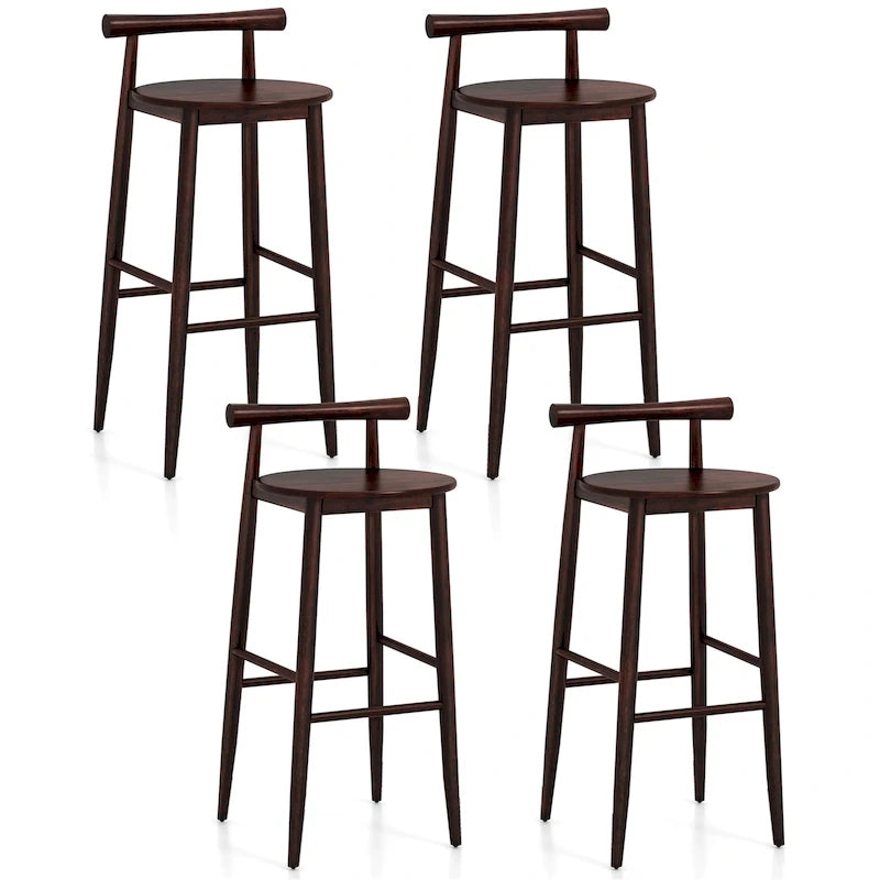 Tabourets de bar Gymax, lot de 4 chaises de bar avec structure en bois d'acacia