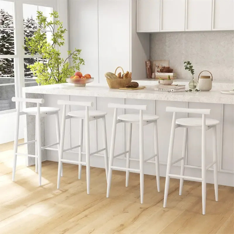 Tabourets de bar Gymax, lot de 4 chaises de bar avec structure en bois d'acacia