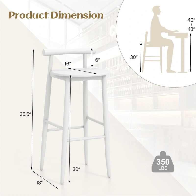 Tabourets de bar Gymax, lot de 4 chaises de bar avec structure en bois d'acacia