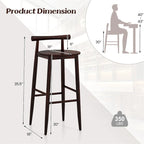 Tabourets de bar Gymax, lot de 4 chaises de bar avec structure en bois d'acacia