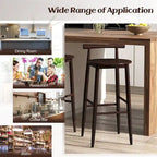 Tabourets de bar Gymax, lot de 4 chaises de bar avec structure en bois d'acacia
