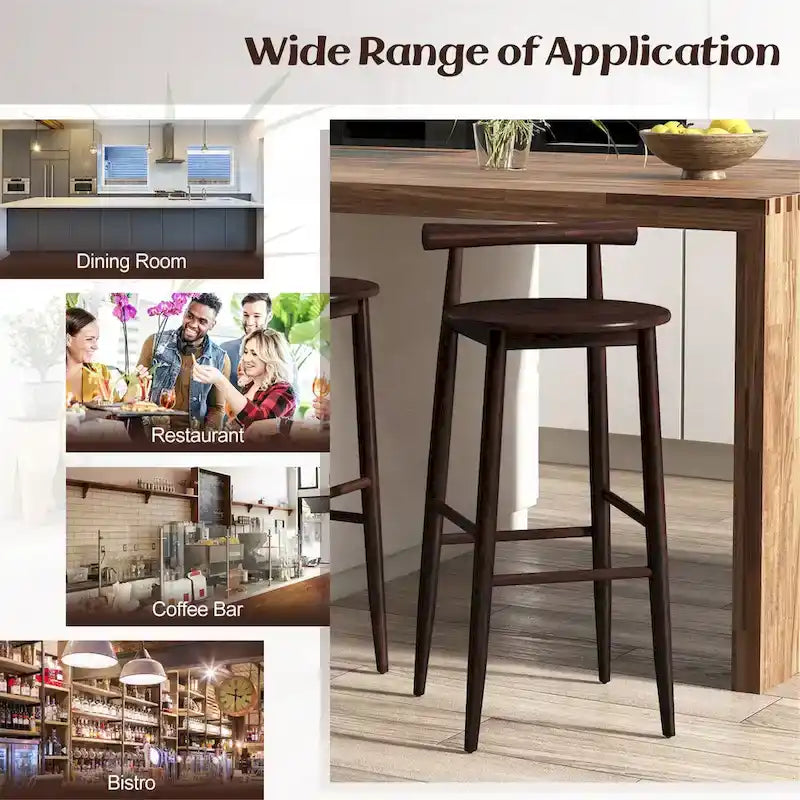 Tabourets de bar Gymax, lot de 4 chaises de bar avec structure en bois d'acacia