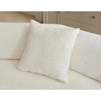 Canapé sectionnel modulaire en forme de L, 3 pièces, en tissu bouclé, blanc ivoire, 140 po, grande taille, combinaison libre, aucun assemblage requis