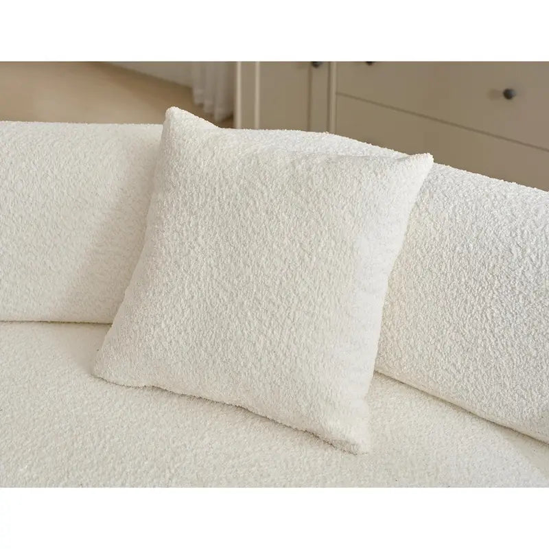 Canapé sectionnel modulaire en forme de L, 3 pièces, en tissu bouclé, blanc ivoire, 140 po, grande taille, combinaison libre, aucun assemblage requis
