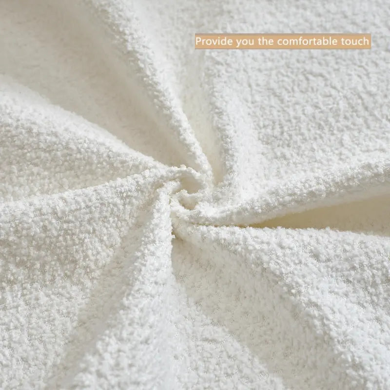 Canapé sectionnel modulaire en forme de L, 3 pièces, en tissu bouclé, blanc ivoire, 140 po, grande taille, combinaison libre, aucun assemblage requis