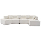 Canapé sectionnel modulaire en forme de L, 3 pièces, en tissu bouclé, blanc ivoire, 140 po, grande taille, combinaison libre, aucun assemblage requis
