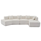 Canapé sectionnel modulaire en forme de L, 3 pièces, en tissu bouclé, blanc ivoire, 140 po, grande taille, combinaison libre, aucun assemblage requis