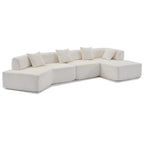 Canapé sectionnel modulaire en forme de L, 3 pièces, en tissu bouclé, blanc ivoire, 140 po, grande taille, combinaison libre, aucun assemblage requis