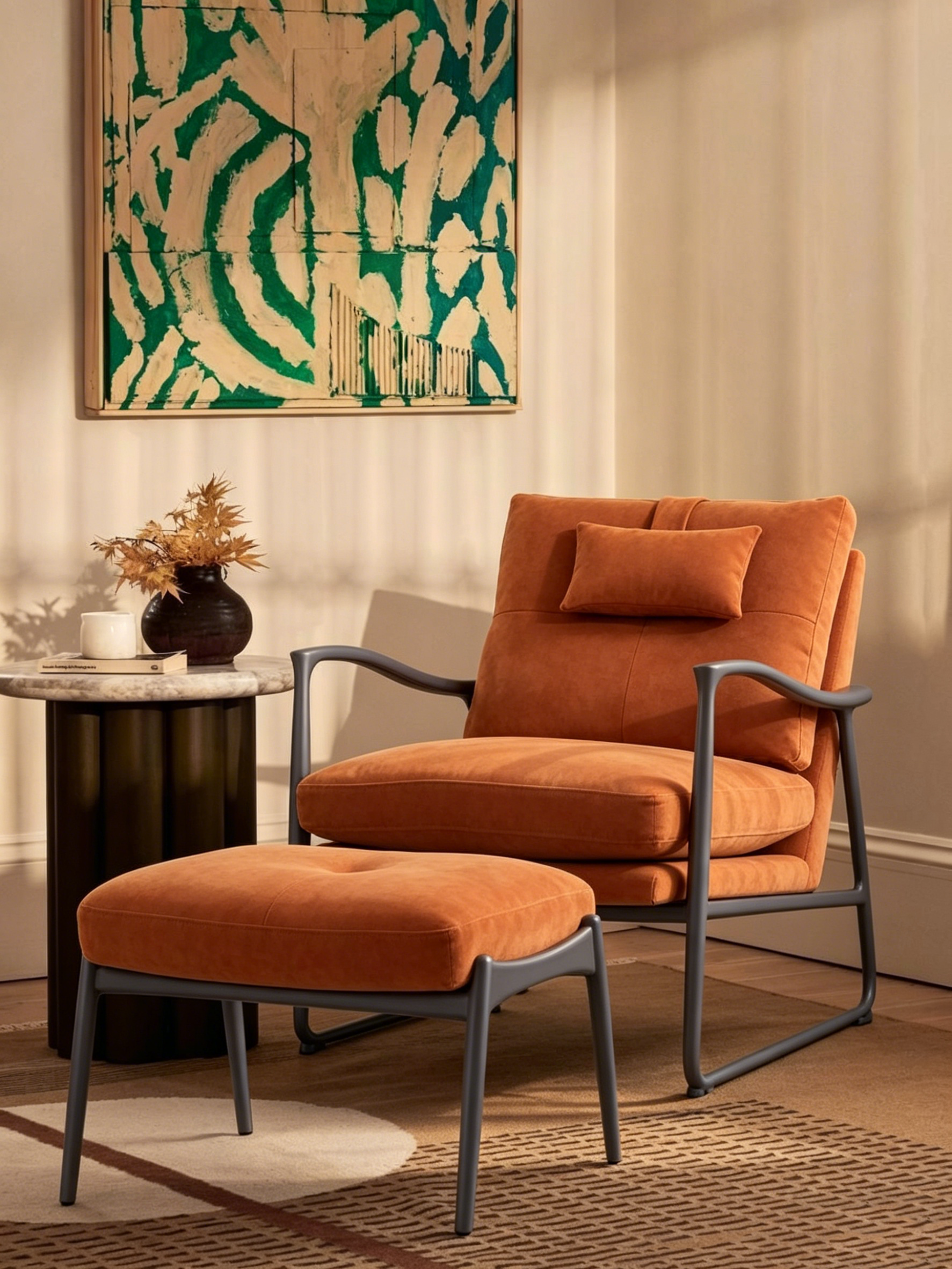 Fauteuil inclinable MCombo avec ottoman, fauteuils avec dossier réglable pour salon chambre, tissu Leathaire 4233