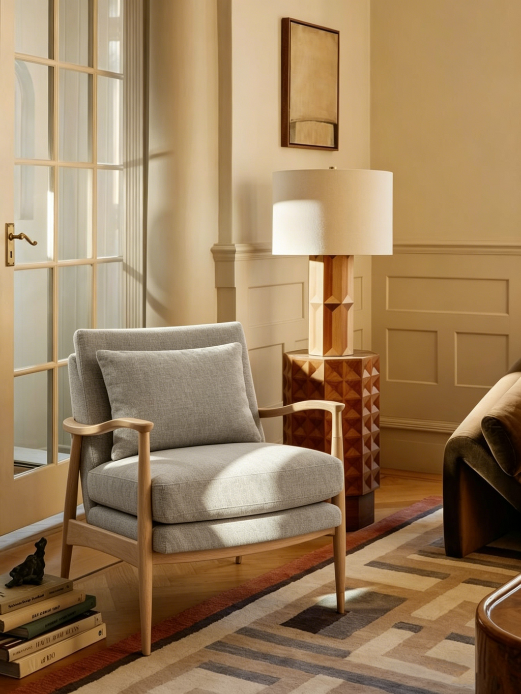 Fauteuil d'appoint rembourré en tissu gris contemporain Perth par Furniture of America