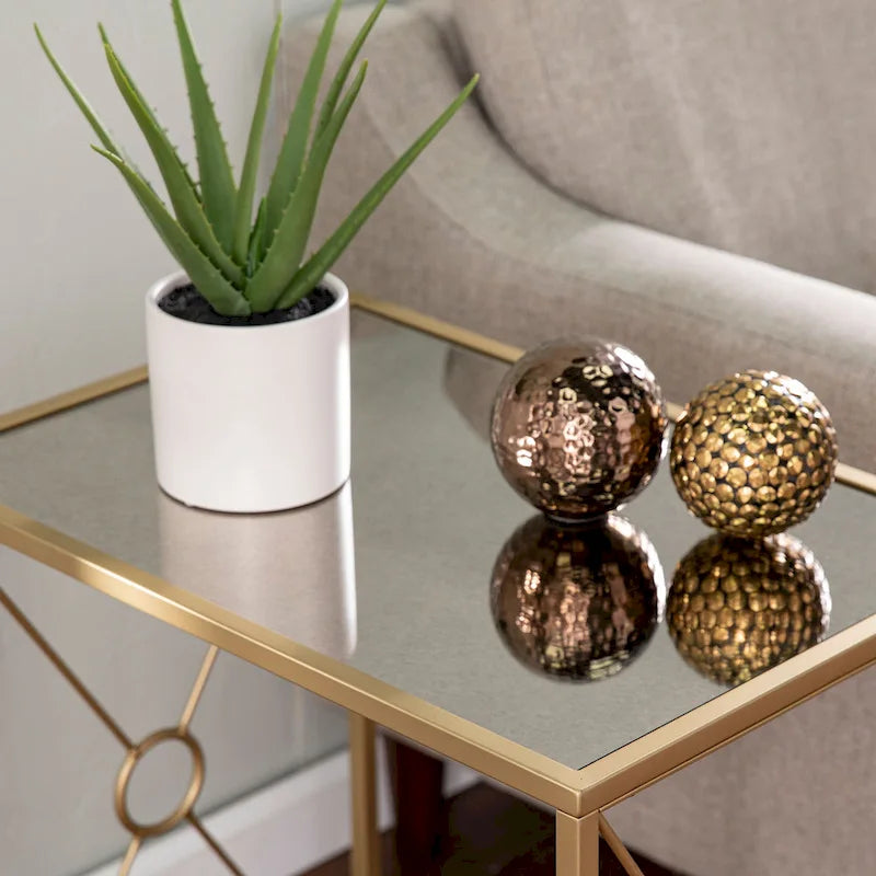 Table d'appoint en métal doré de style transitionnel Lanfranco de SEI Furniture