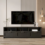 Meuble TV minimaliste moderne noir, meuble de rangement, 3 tiroirs, pour téléviseur 80 pouces - 41 x 180 x 53 cm