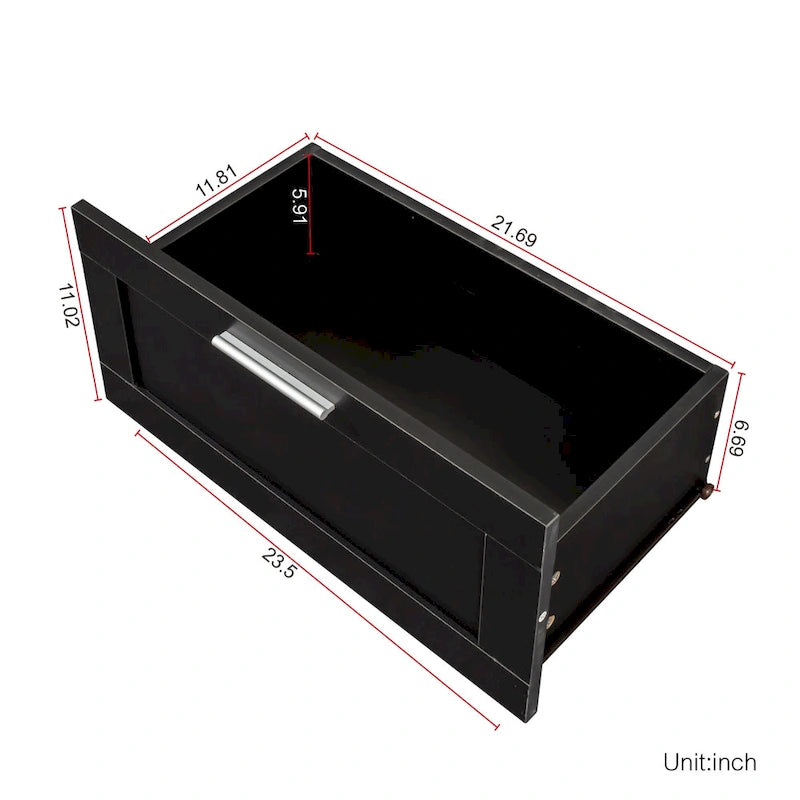 Meuble TV minimaliste moderne noir, meuble de rangement, 3 tiroirs, pour téléviseur 80 pouces - 41 x 180 x 53 cm