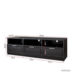 Meuble TV minimaliste moderne noir, meuble de rangement, 3 tiroirs, pour téléviseur 80 pouces - 41 x 180 x 53 cm